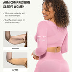 FeelinGirl Arm Shaper Post Arm Lipo Compression Garment with Bra Arm Girdle Shapewear for Arms Pink XL