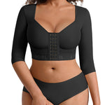 FeelinGirl Upper Arm Shaper Post Surgery Arm Compression Sleeve Women Posture Corrector Tops Shapewear Black M