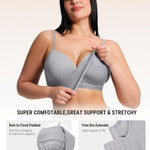 FeelinGirl Back Smoothing Bras for Women No Underwire Seamless Wireless Supportive Low Back Bra Comfortable T-Shirt Bra with Padding Heather Grey XL