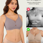 Popilush Bralettes for Women with Support Seamless Wireless Jelly Bra Full Coverage Supportive Push Up Everyday Bras Grey