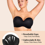 HSIA Strapless Bra for Women Large Breasts Seamless Underwire Plus Size Convertible Bandeau Bra Black