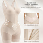 SHAPERX V-Shaped Fajas Colombianas Moldeadoras Enhanced Tummy Control Shapewear Postpartum Butt Lifter Full Body Shaper,SZ7536-Beige-L