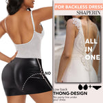 SHAPERIN Women's Backless Body Shaper Bra Faja U Plunge Low Back Thong Shapewear Tummy Control Deep V Bodysuit (Small,White)