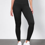 ODODOS Tummy Control Full Length Compression Leggings with Inner Pocket for Women, 28" High Waist Workout Running Yoga Pants, Black, Medium