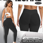 Ieumaz Scrunch Butt Lifting Leggings for Women Gym Seamless Workout Leggings Mid Low Waist Tummy Control Yoga Pants Black