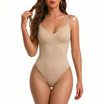 herslims Tummy Control Bodysuit for Women, Sculpting Shapewear, Brief, Thong, or Mid-Thigh Faja, Beige Thong L/XL