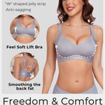 Gailife Scalloped Lift Bras for Women Soft Push Up Wireless Bra Supportive V Neck No Underwire Seamless Tshirt Bralettes, Silver Gray, L