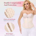 SHAPSHE Waist Trainer for Women Tummy Control Workout Sports Girdle Body Shaper with Zipper Hooks Beige XS