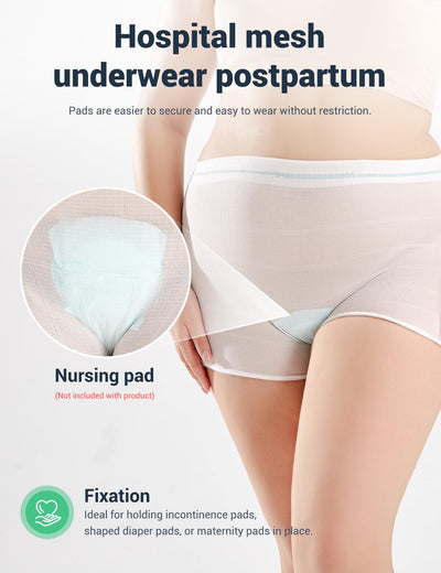 HANSILK Mesh Postpartum Underwear 3 Pack High Waist Reusable Post Bay C-Section Recovery Maternity Panties for Women Washable Mesh Panties (XXX-L)