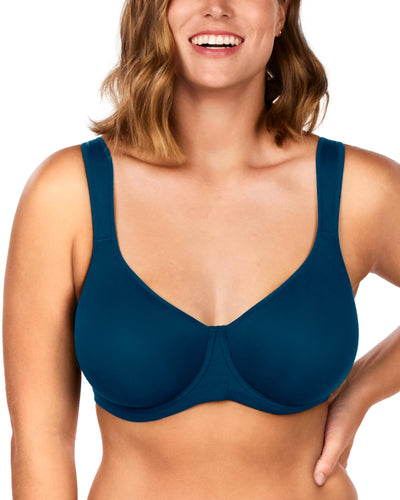 HSIA Bras for Women Minimizer Full Coverage, Plus Size T Shirt Unlined Underwire Smooth Bra, Seamless Cups Joan Ultimate Soft Ocean Blue