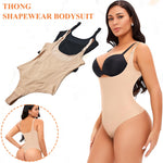 Werena Thong Shapewear Bodysuit for Women Tummy Control Open Bust Body Shaper Slimmer Shaping Thong(#1 Pure Beige,Small)