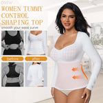 ONEW Shapewear Tummy Control Long Sleeve Shirts For Women Seamless V Neck Compression Shirt Slimming Body Shaper,White,XX-Large