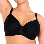 HSIA Minimizer Bra for Women - Air Mesh T-Shirt Full Coverage Seamless Bra Plus Size Underwire Padded Bra for Large Bust Black