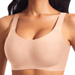 Womens Wireless Jelly Bras Plus Size No Underwire Seamless Full Coverage Comfortable Everyday Bra with Medium Support (Nude, X-Large)