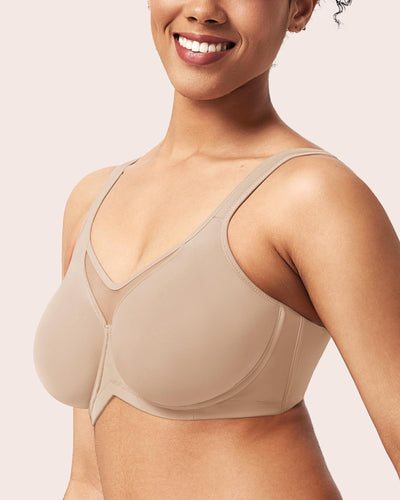 HSIA Minimizer Bras for Women Plus Size, Full Coverage Coolcomfort T Shirt Unlined Bra with Underwire for Heavy Breast, Dusty Taupe 38DDD
