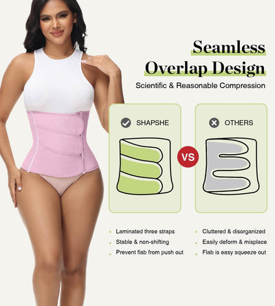 SHAPSHE Waist Trainer for Women Postpartum Abdominal Binder Cincher Corset Shapewear Stomach Wrap Pink XL
