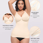 SHAPELLX Tank Top for Women Body Shaping Cami, Tummy Control Shapewear, V-Neck Camisole Tops Adjustable Strap White XL
