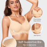 Gailife Scalloped Jelly Bras for Women No Underwire Wireless Seamless Push Up Bralettes Soft Comfort Everyday Tshirt Bra -ND,S Nude
