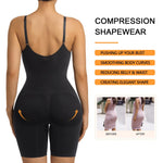SHAPERX Women's Seamless Shapewear Tummy Control Bodysuit with Removable Pads Mid Thigh Body Shaper,SZ5468-Black-XS