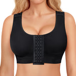 BRABIC Post Surgery Front Closure Bras for Women No Underwire Compression Bra Surgical Mastectomy Everyday Bra （Black, Medium