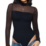 Nebility Women Long Sleeve Bodysuit Turtleneck - Mesh Shapewear Body Suit Tops Thong Going Out Tops Fall Outfits