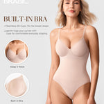 BRABIC Shapewear Bodysuits for Women Tummy Control Shapewear Seamless Backless V-Neck Tops with Built-in Bra(Beige, Medium)