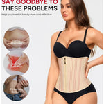 Nebility Waist Trainer for Women Zipper Corset Shapewear Tummy Control Mesh Waist Cincher Faja Body Shaper(Small, Beige)