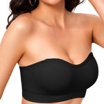 Finduself Strapless Bras for Women Non-Slip Wireless Bandeau Bra Seamless Padded Tube Top Bra Including Fabric & Clear Straps