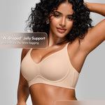 Wireless Jelly Bras for Women No Underwire - Seamless Padded T-Shirt Bralette with Support, Full Coverage Comfort Bra (M, Skin)