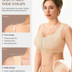 BRABIC Women Front Closure Post Surgery Compression Everyday Bras for Mastectomy Support with Adjustable Straps Wirefree White(X-Small, Beige)