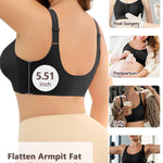 Slimers Zip Front Bras for Women: Wireless Post Surgery Compression Bars Full Coverage Comfort Everyday Black