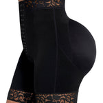 SHAPELLX Tummy Control Faja Shorts Waist Trainer Butt Lifter Panty Body Shaper Shorts with Lace Trim (Black,X-Large)