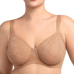 HSIA Minimizer Bra for Women - Full Coverage Seamless Lace Bra Plus Size Underwire Unlined Bra for Heavy Breast Dark Beige