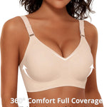 Gailife Women's Jelly Wireless Push Up Bras - Full Coverage Seamless T-Shirt Bra with Comfortable No Underwire Support, Skin, L