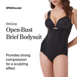 SPANX SPANXsculpt OnCore Open-Bust Brief Bodysuit - Sculpting Body Shaper for Women - Level 4 Compression - Adjustable Straps - Very Black - X-Large