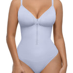 FeelinGirl Zip Front Bodysuits for Women Tummy Control Shapewear Thong Body Shaper Slimming V Neck Body Suit