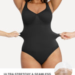 Lover-Beuaty Seamless Shapewear Bodysuits for Women Tummy Control Body Suit V Neck Seamless Body Shaper Black