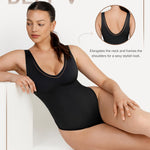 Lover-Beauty Bodysuits for Women Tummy Control Shapewear Plunge Deep V Neck Tank Tops and Thongs Body Shaper, Black, XL