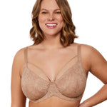 HSIA Minimizer Bras for Women Full Coverage, Unlined Lace Sexy Plus Size Underwire Bra for Large Breasts Taupe Beige