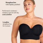 HSIA Strapless Bras for Women, Longline Corset for Large Bust Plus Size Supportive Bustier Minimizer Convertible Bandeau, Black 34DD