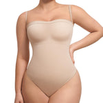 Lover-Beauty Strapless Shapewear Bodysuit Tummy Control Seamless Thong Tube Top, Nude, XL/XXL