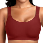 Wireless Jelly Seamless Bras for Women No Underwire Tshirt Full Coverage Padded Supportive Bra Comfortable Everyday Bralettes(01#Red(Full Coverage),S)