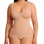 FeelinGirl Women Shapewear Tank Top Tummy Control Compression Tanks V Neck Seamless Body Shaper Camisole Tops for Women Dark Skin XL