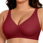 Werena Womens Wireless Jelly Bras Push Up Deep V Seamless Bra No Underwire Supportive Lifting Plunge Everyday Comfortable Tshirt Bralette (Red,S)