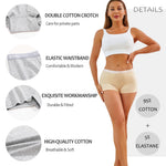 FINETOO Womens Cotton Boy Shorts Underwear Full Coverage Soft Boxer Briefs High Waisted Panties for Lady Girls 6 Pack(M)