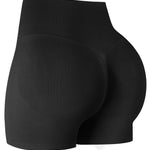 ATHVOTAR Workout Gym Shorts Women, High Waisted Seamless Butt Lifting Scrunch Butt Sports Shorts Black S