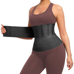 FeelinGirl Waist Trainer for Women Tummy Control Trimmer Belt One Size Waist Cincher Snatch Bandage Wrap Plus Size Body Shaper Black