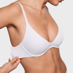 INLYRIC Women's Inbarely Plus Plunge Bra - Unlined Underwire Sexy Demi Balconette Bras White 34DD