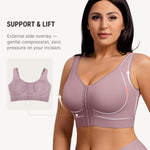 FeelinGirl Compression Bra Post Surgery Mastectomy Bra Front Closure Surgical Bra Breast Augmentation Post Op Purple