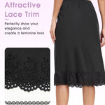 MANCYFIT Half Slip for Women Under Dresses Skirt Extenders with Lace Trim Non Cling Underskirts Black 3X-Large